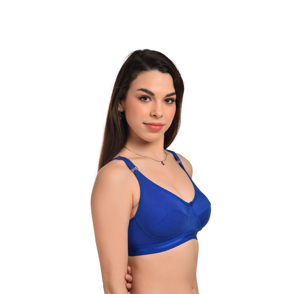 Full Coverage Seamed Bra Dark Blue Non-Wired Everyday Comfort - Teenplus