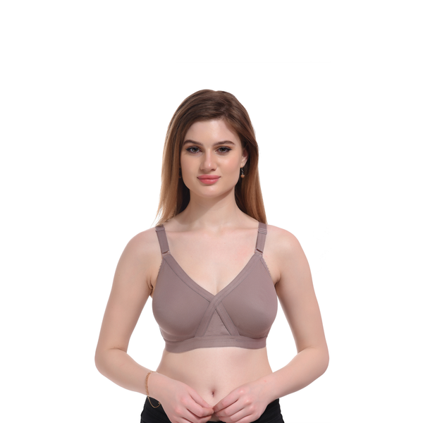 Womens Seamless Full Coverage Comfort Bra Mauve Non-Wired Everyday Wear - Teenplus