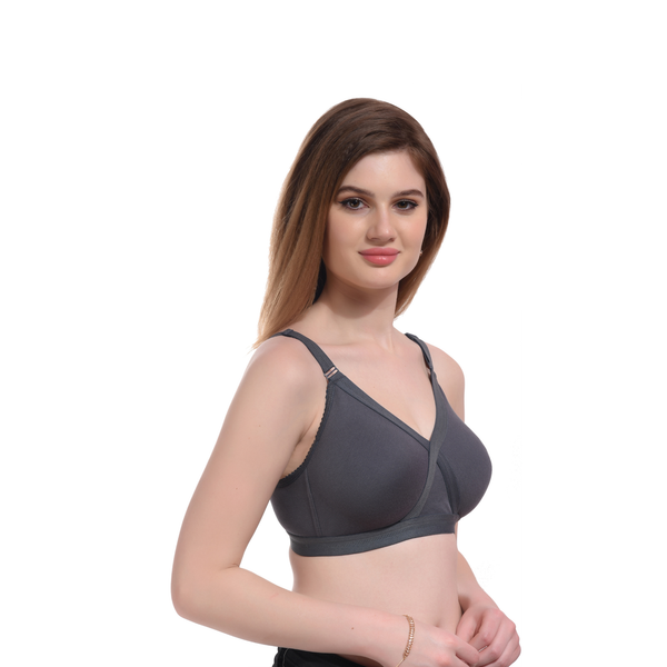 Women's Seamless Full Coverage Comfort Bra – Grey, Non-Wired, Everyday Wear hover
