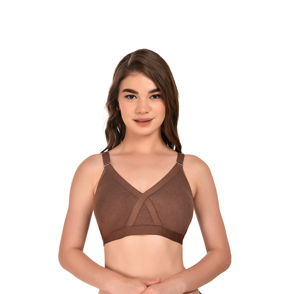 Breathable Seamless Full Coverage Bra Brown Non-Wired Everyday Wear - Teenplus