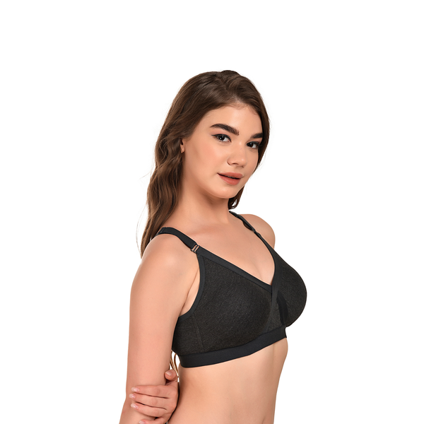 Breathable Seamless Full Coverage Bra Dark Grey Non-Wired Everyday Wear - Teenplus