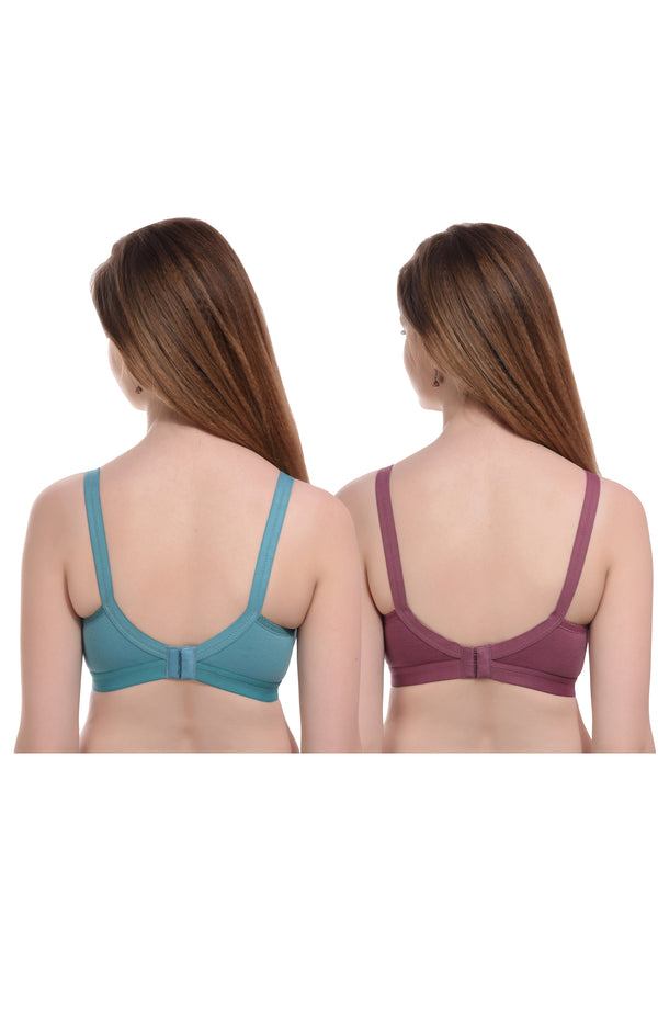 Premium Seamless Full Coverage Bra Combo – Purple & Green, Non-Wired hover
