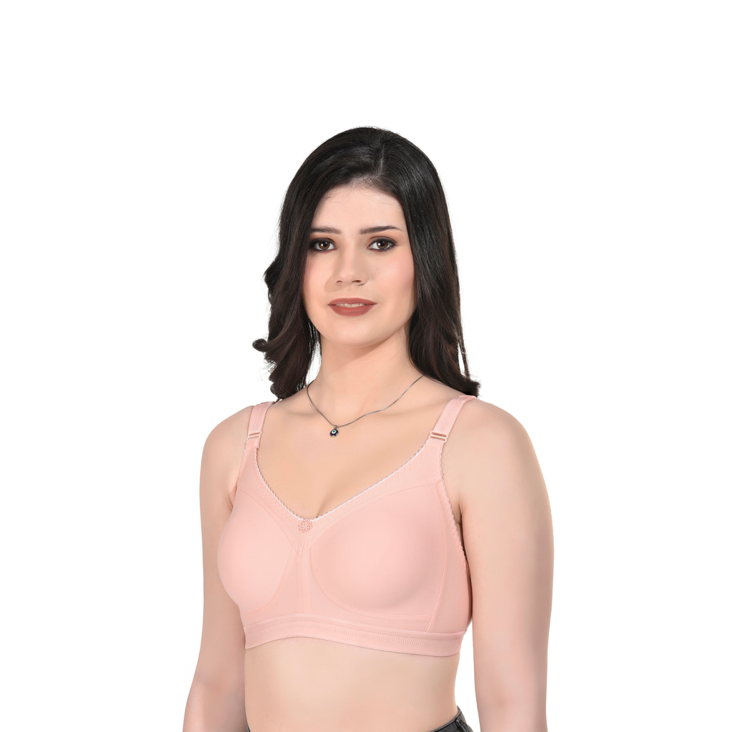 Premium Seamless Moulded Bra – Peach, Full Coverage, Everyday Wear
