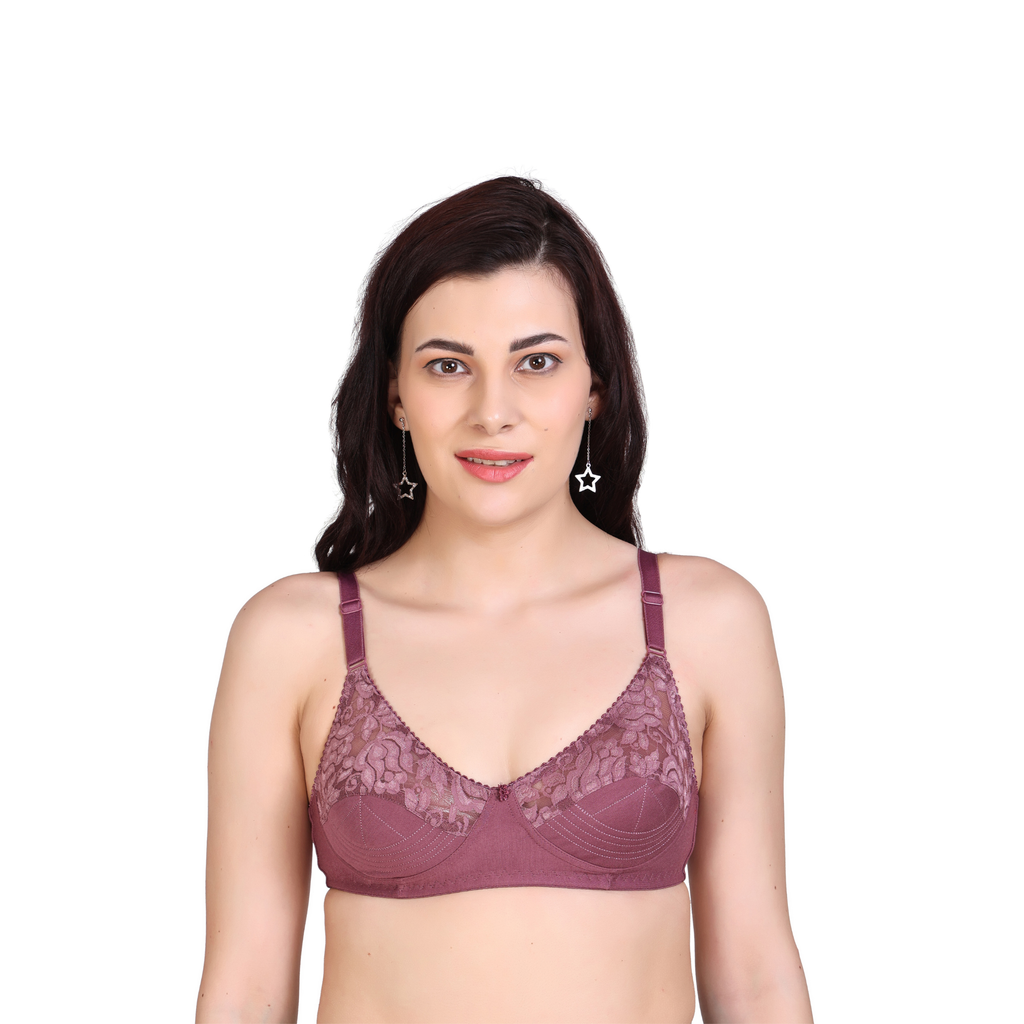 Premium Seamed Full Coverage Bra – Chocolate, Non-Wired, Everyday Support
