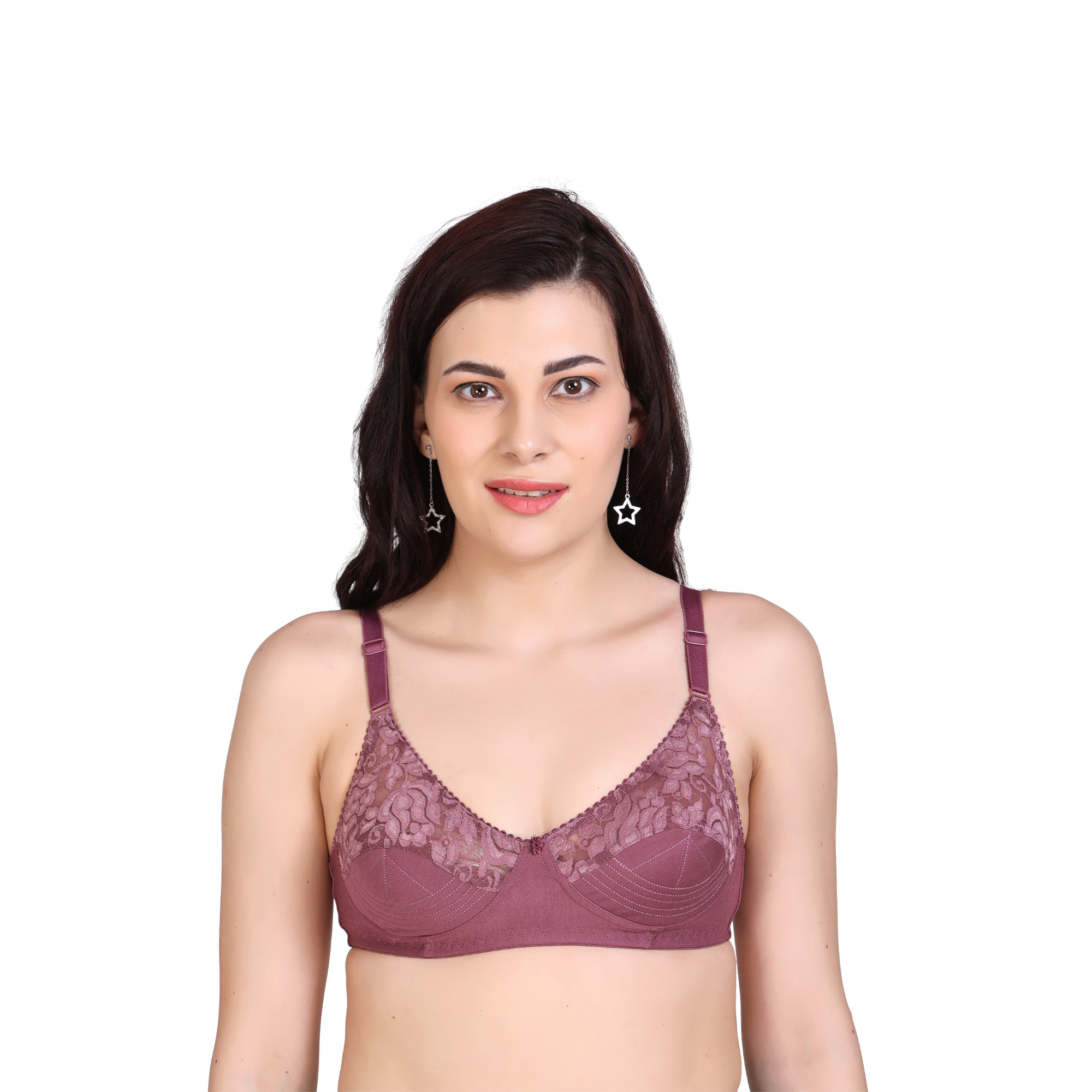 Premium Seamed Full Coverage Bra – Chocolate, Non-Wired, Everyday Support