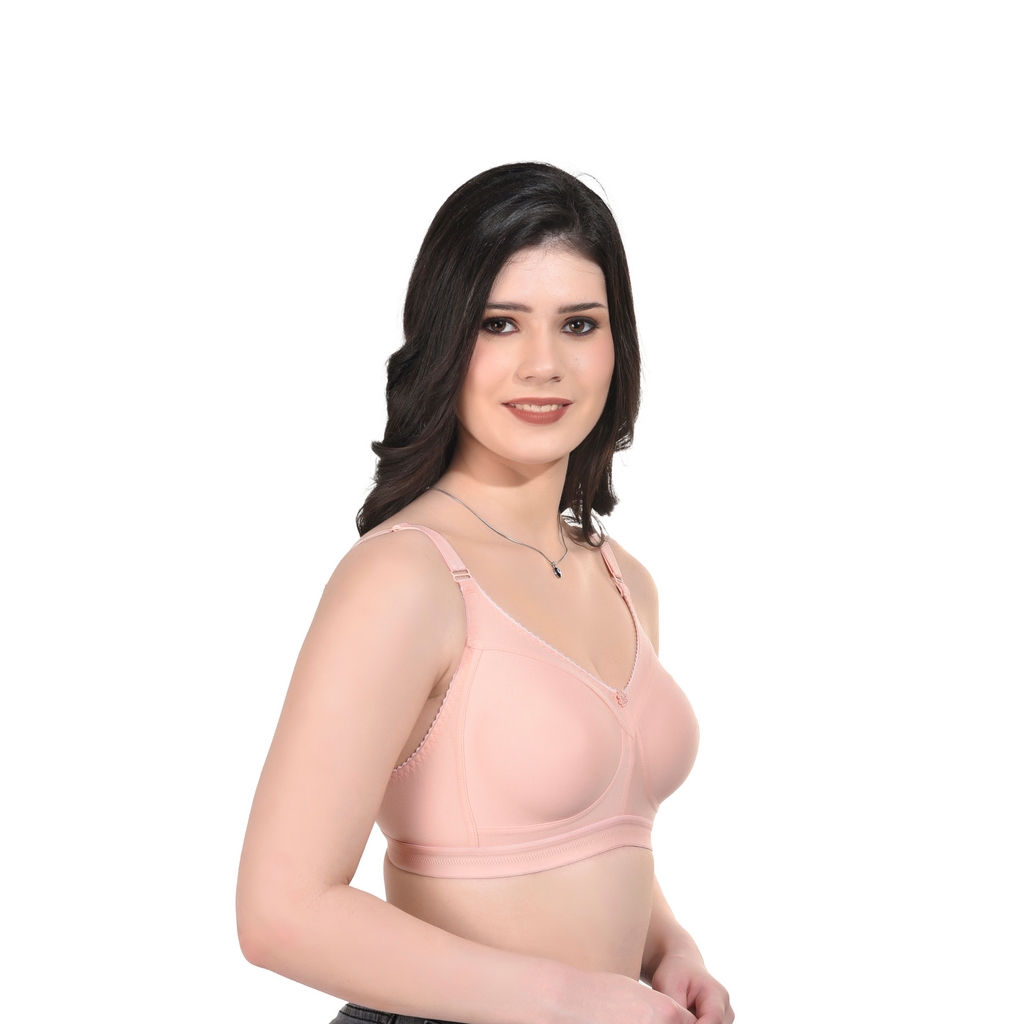 Premium Seamless Moulded Bra – Peach, Full Coverage, Everyday Wear