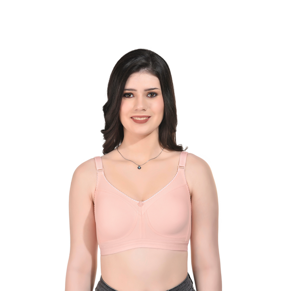 Premium Seamless Moulded Bra Peach Full Coverage Everyday Wear - Teenplus