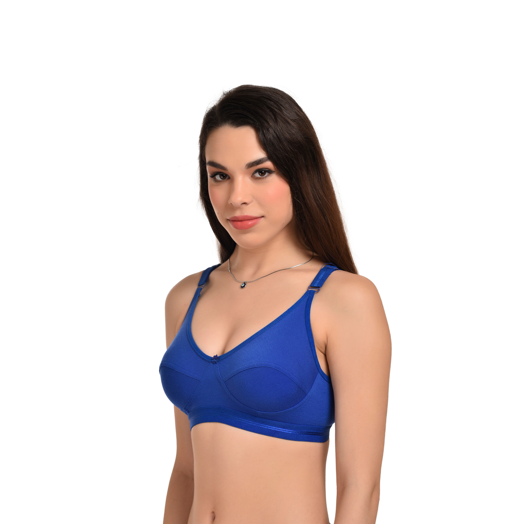 Full Coverage Seamed Bra – Dark Blue, Non-Wired, Everyday Comfort