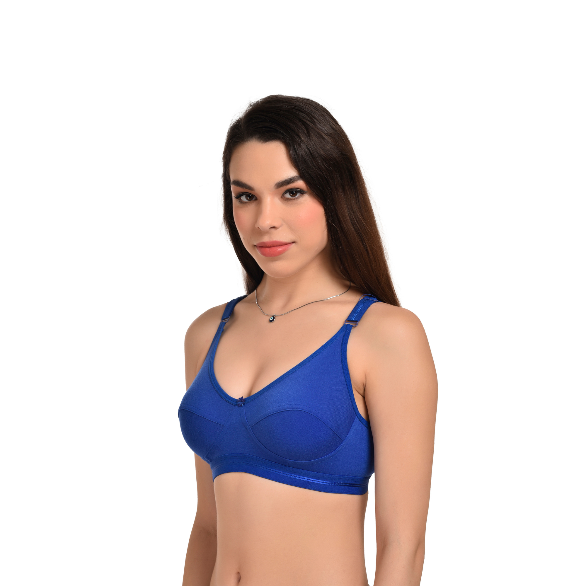 Full Coverage Seamed Bra – Dark Blue, Non-Wired, Everyday Comfort