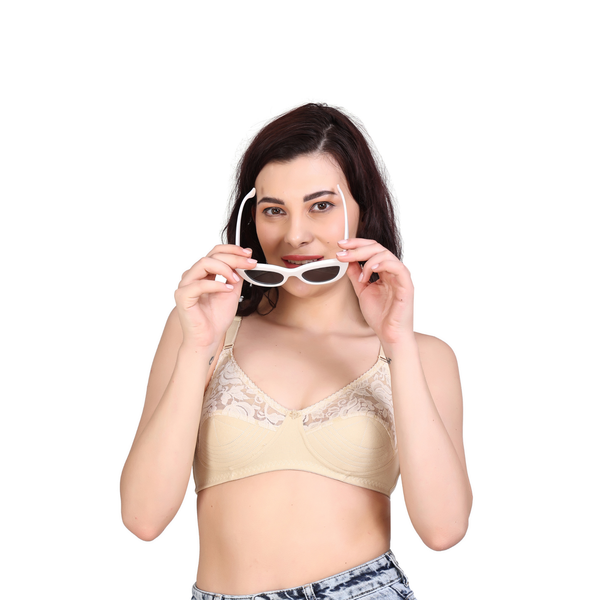Premium Seamed Full Coverage Bra Skin Nude Non-Wired Everyday Support - Teenplus