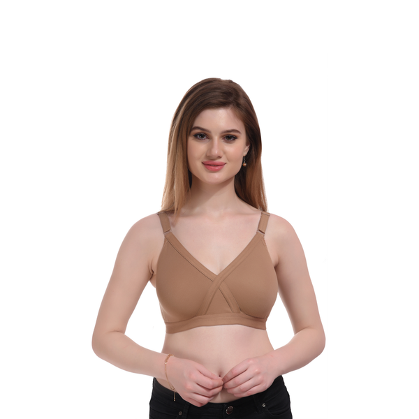 Women's Seamless Full Coverage Comfort Bra – Nude, Non-Wired, Everyday Wear