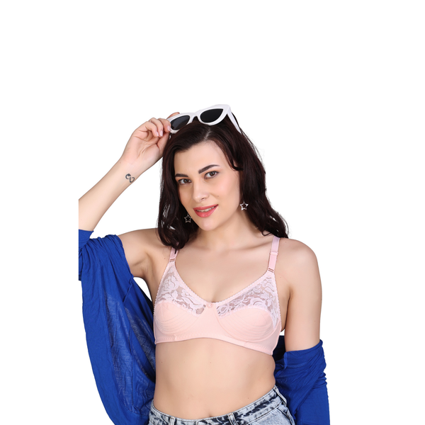 Premium Seamed Full Coverage Bra Peach Non-Wired Everyday Support - Teenplus