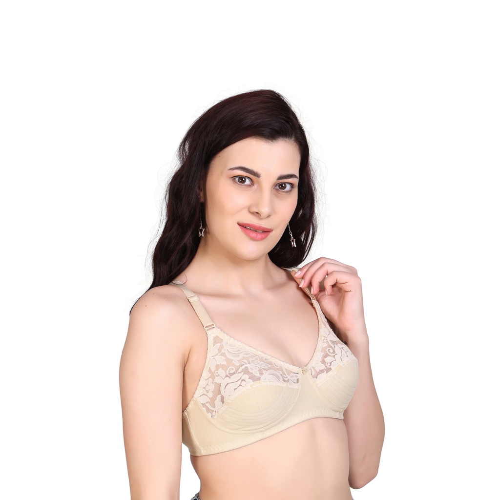 Premium Seamed Full Coverage Bra – Skin/Nude, Non-Wired, Everyday Support