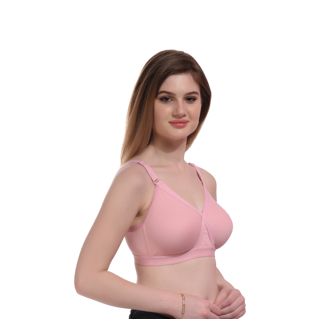 Women's Ultra Soft Seamless Comfort Bra – Non-Wired, Full Coverage (Pink)