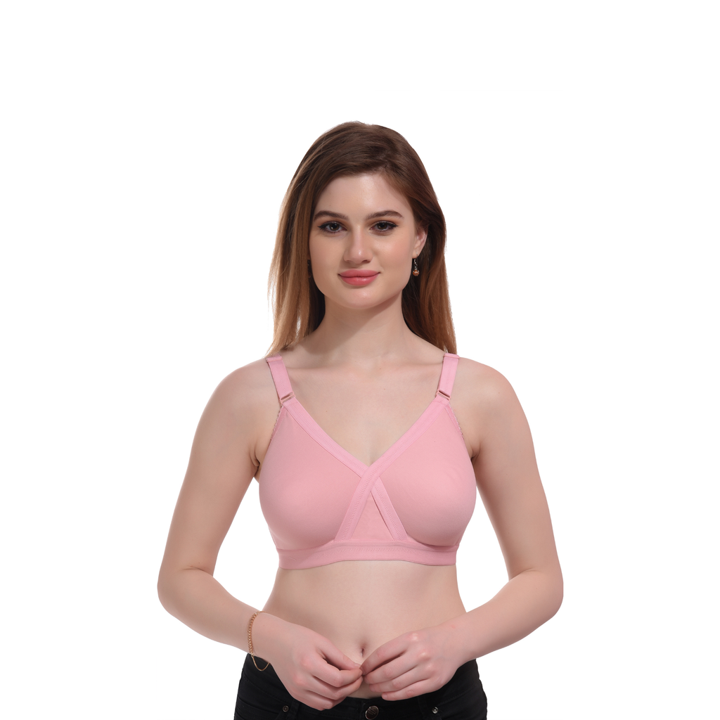 Women's Ultra Soft Seamless Comfort Bra – Non-Wired, Full Coverage (Pink)