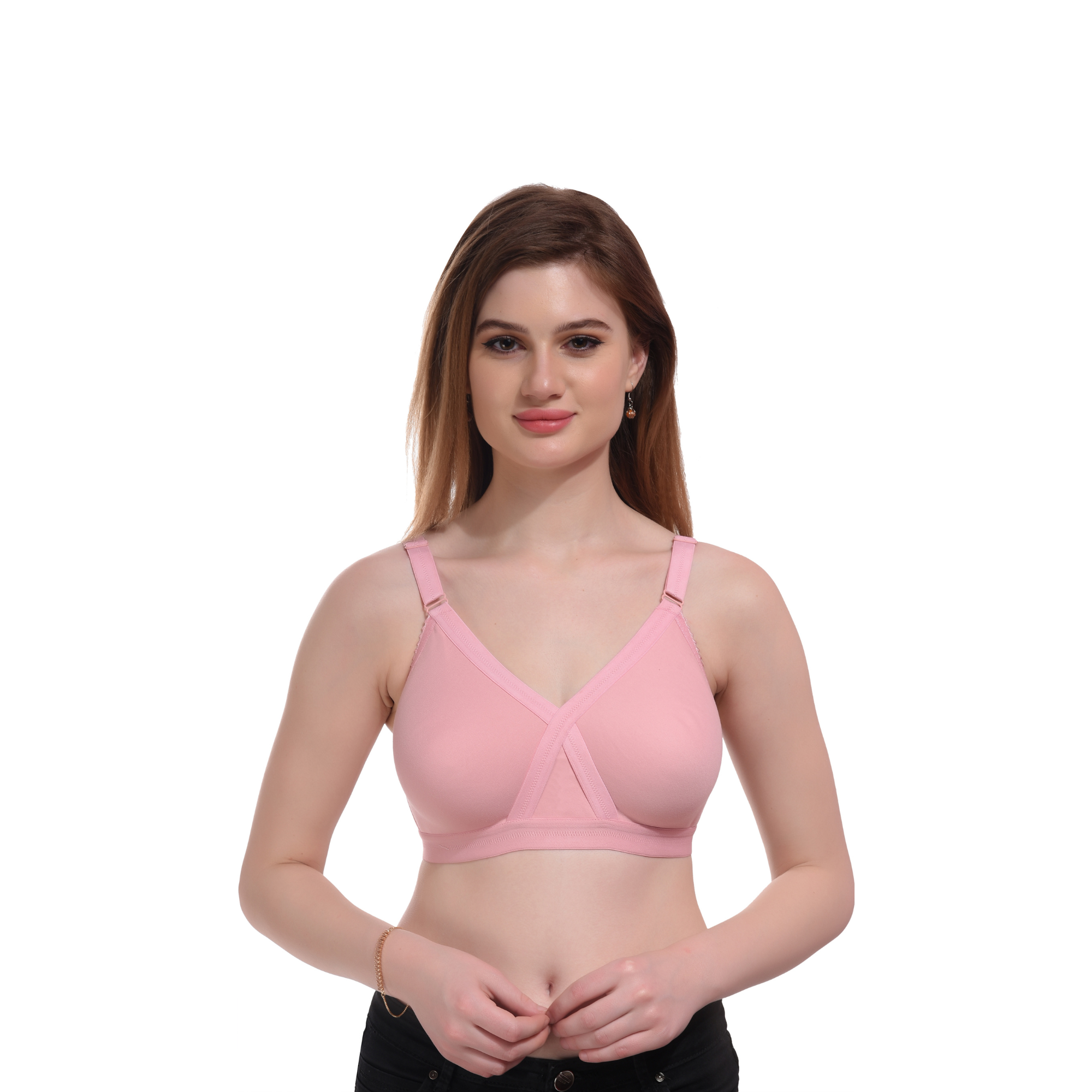 Women's Ultra Soft Seamless Comfort Bra – Non-Wired, Full Coverage (Pink)