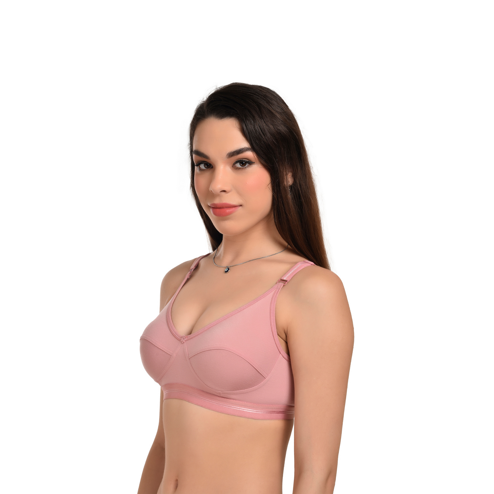 Full Coverage Seamed Bra – Pink, Non-Wired, Everyday Comfort