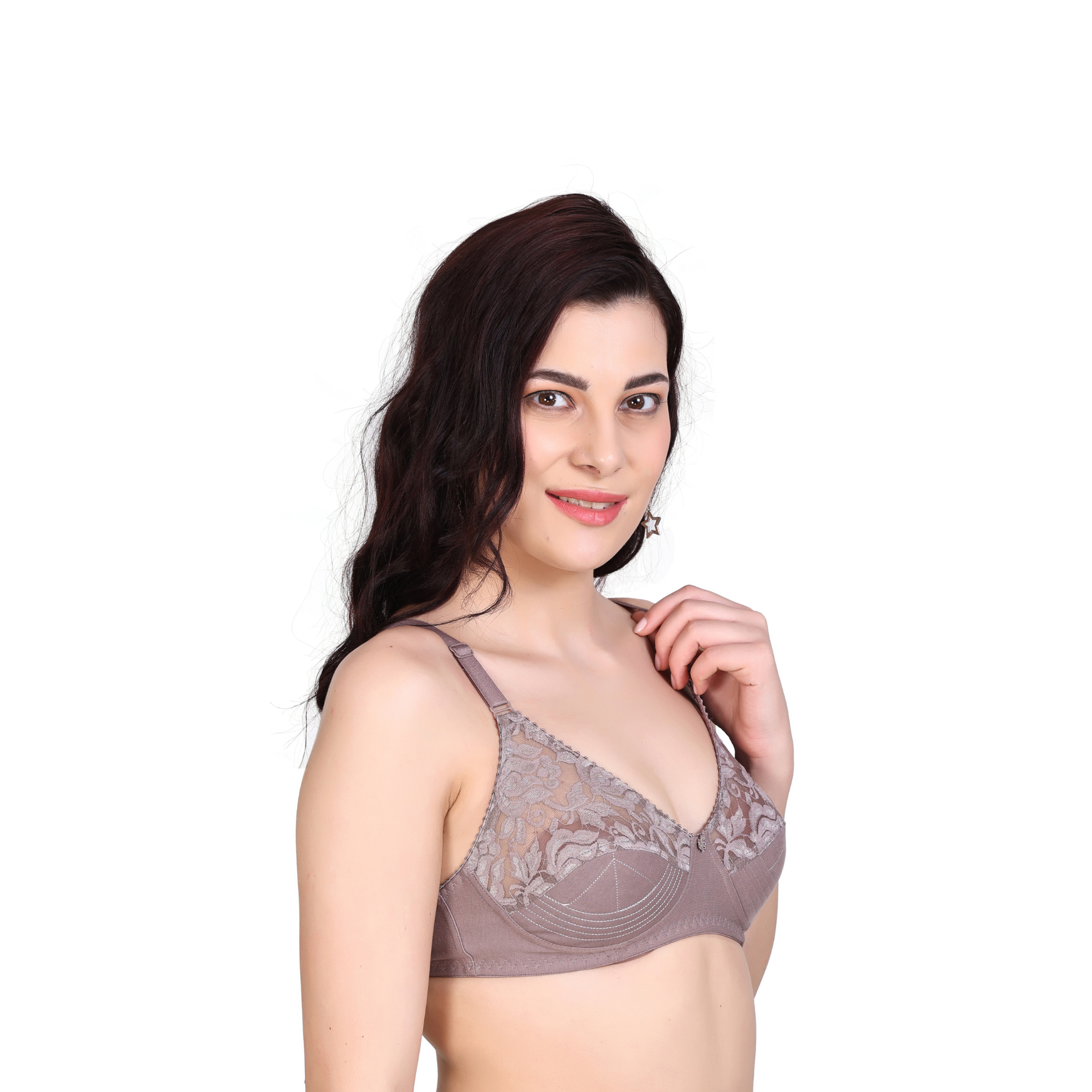 Premium Seamed Full Coverage Bra – Mauve/Mouse, Non-Wired, Everyday Support