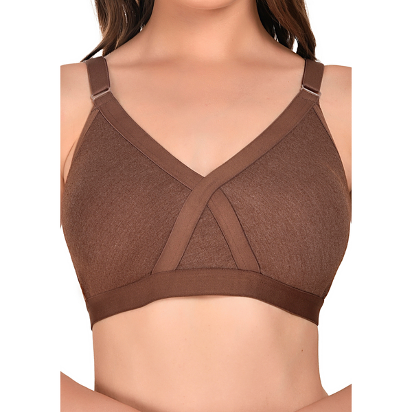 Breathable Seamless Full Coverage Bra – Brown, Non-Wired, Everyday Wear hover