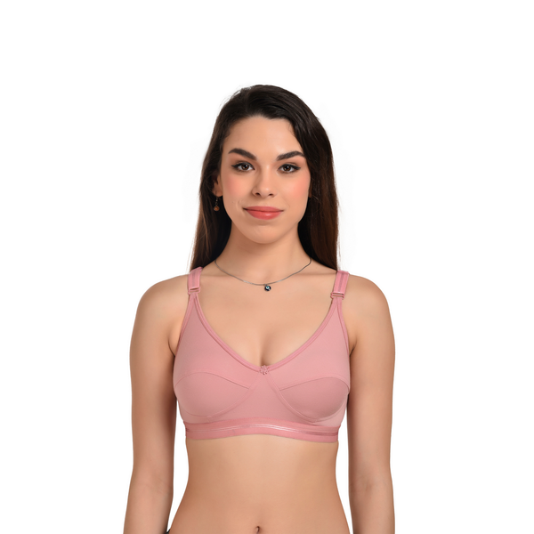Full Coverage Seamed Bra Pink Non-Wired Everyday Comfort - Teenplus
