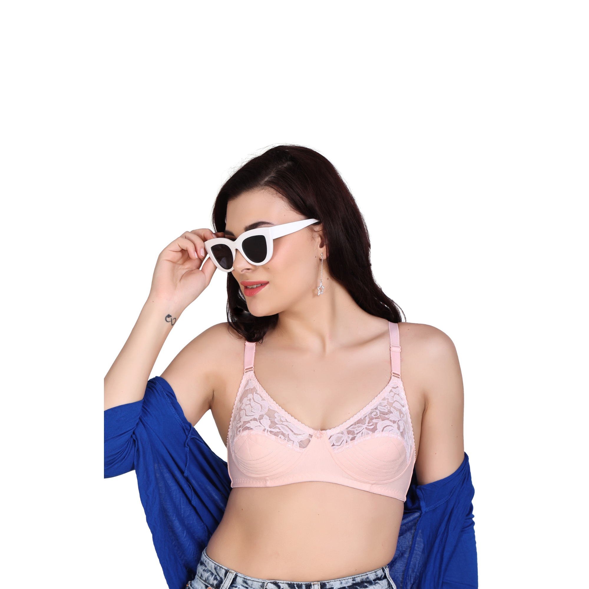 Premium Seamed Full Coverage Bra – Peach, Non-Wired, Everyday Support