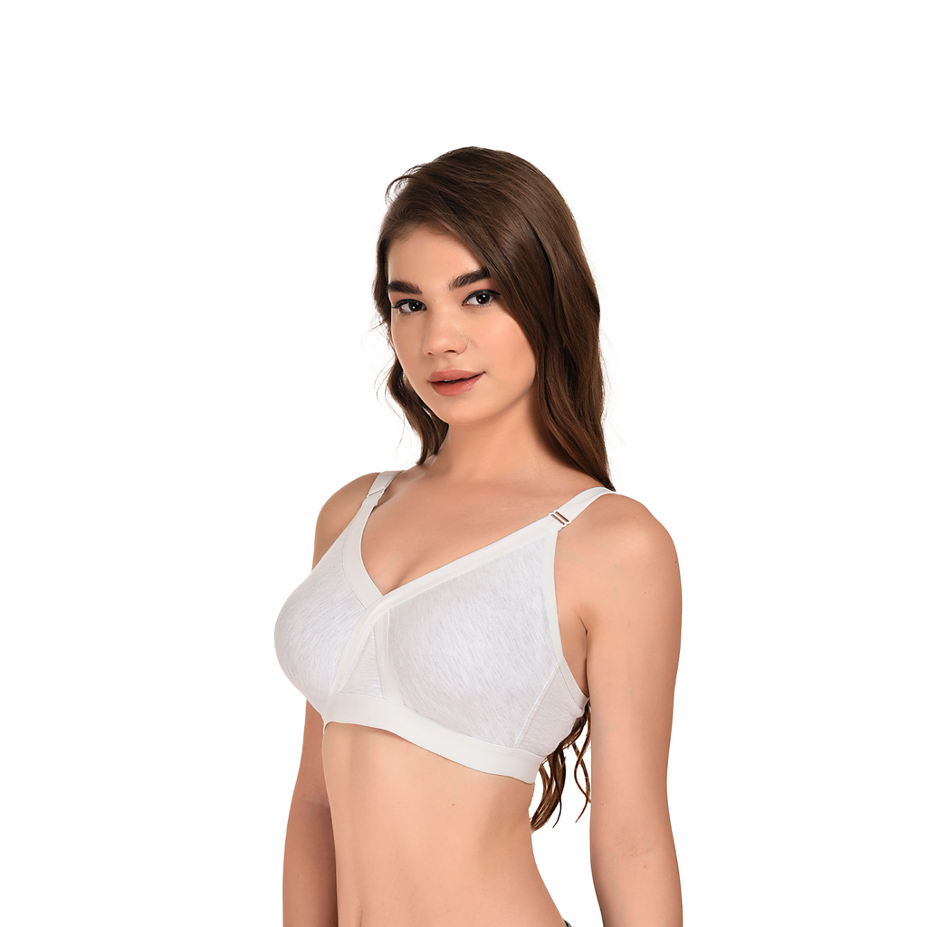 Seamless Full Coverage Bra White Non-Wired Everyday Wear Buy Online India - Teenplus