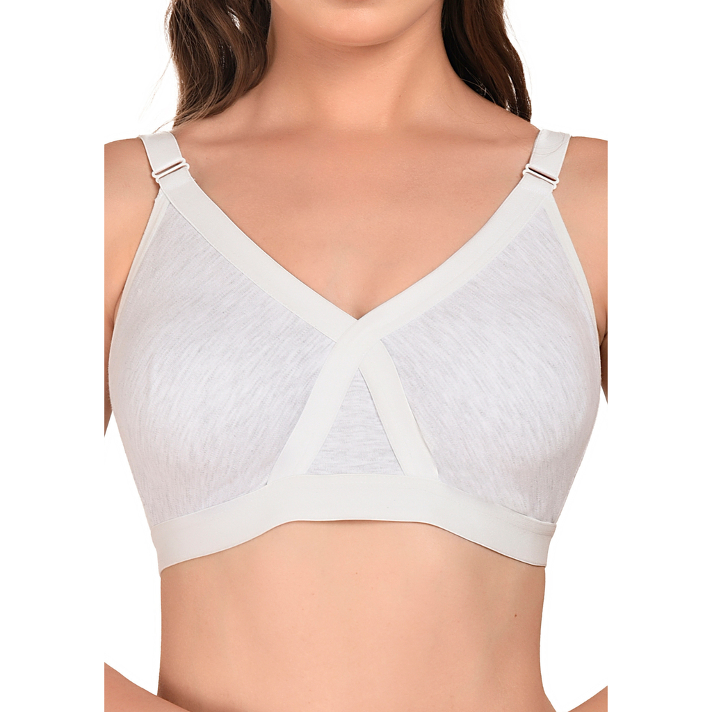 Seamless Full Coverage Bra – White, Non-Wired, Everyday Wear