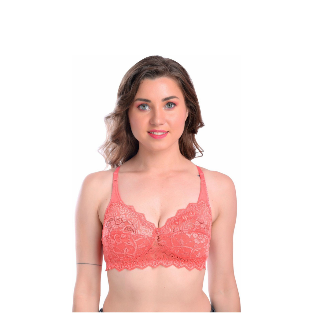 Premium Fancy Full Coverage T-Shirt Bra – Pink, Non-Padded, Non-Wired (28B–36B)