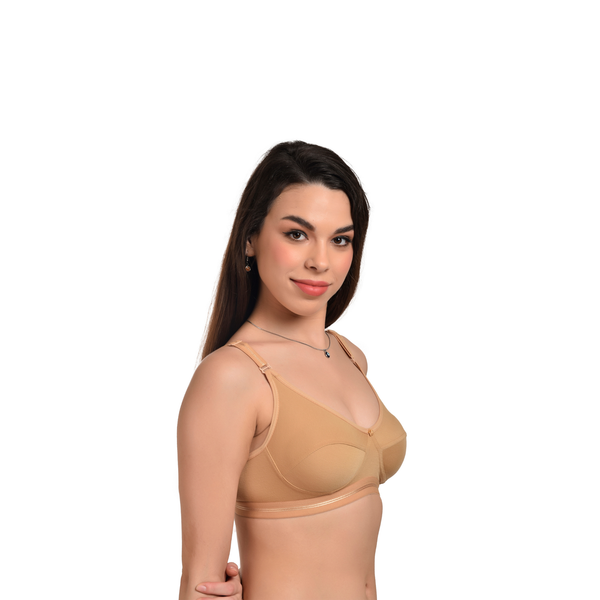 Full Coverage Seamed Bra Skin Beige Non-Wired Everyday Comfort - Teenplus