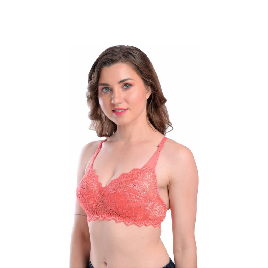 Premium Fancy Full Coverage T-Shirt Bra – Pink, Non-Padded, Non-Wired (28B–36B)