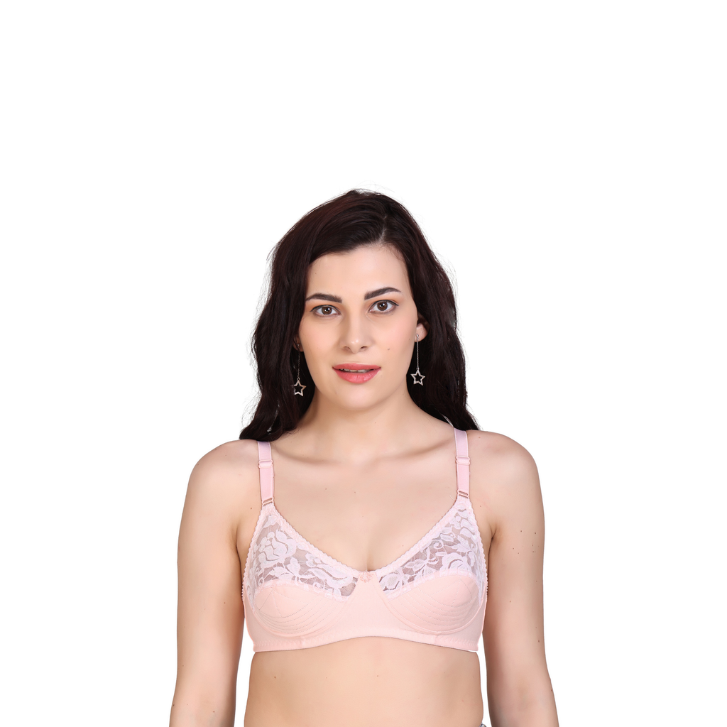 Premium Seamed Full Coverage Bra – Peach, Non-Wired, Everyday Support