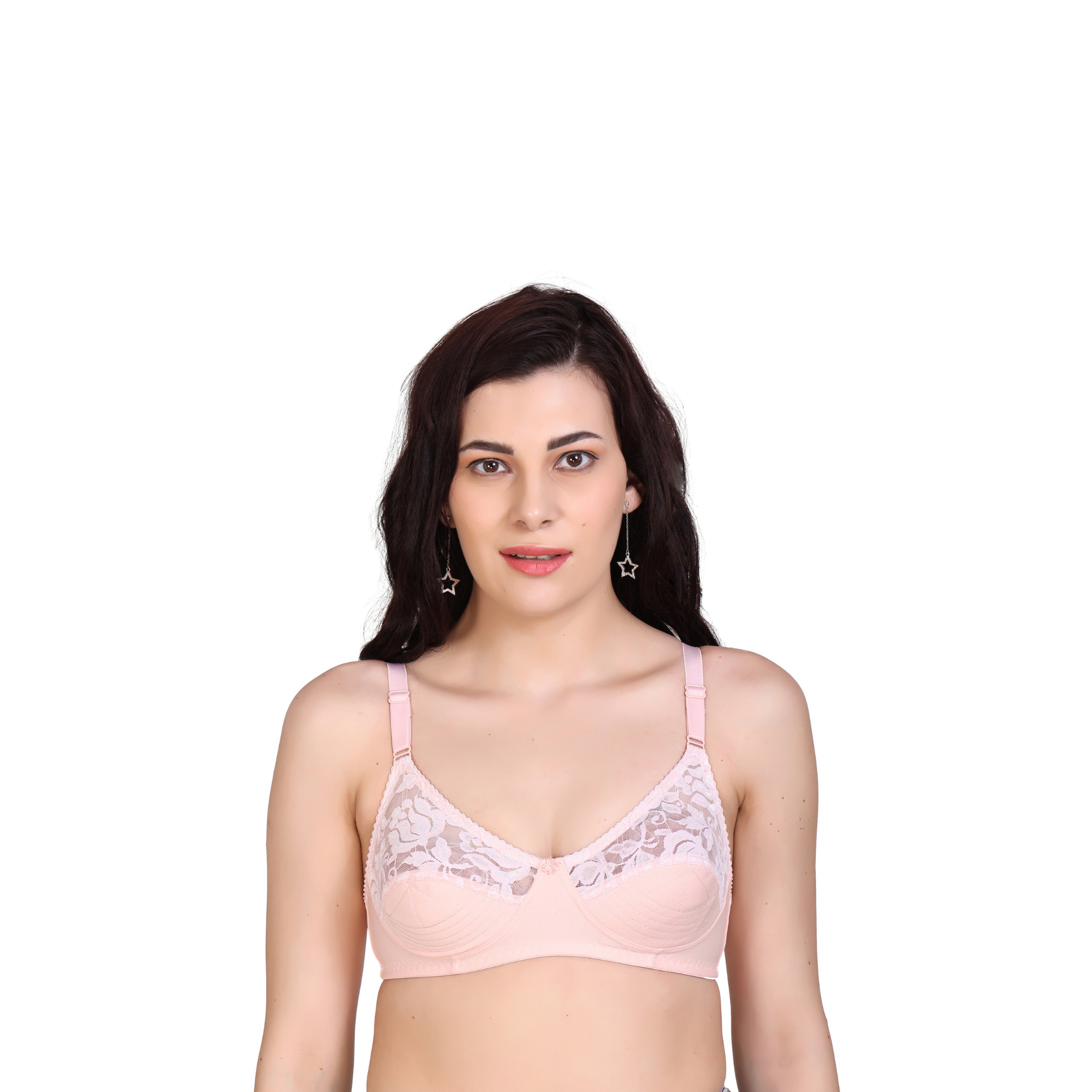 Premium Seamed Full Coverage Bra – Peach, Non-Wired, Everyday Support