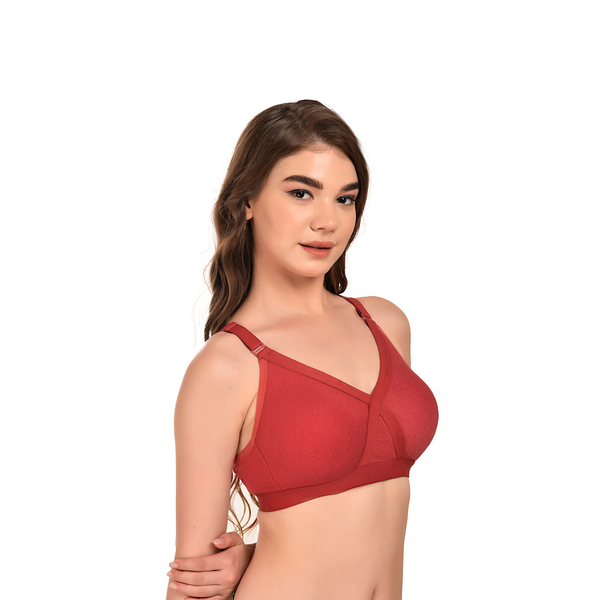 Breathable Seamless Full Coverage Bra – Red, Non-Wired, Everyday Wear hover