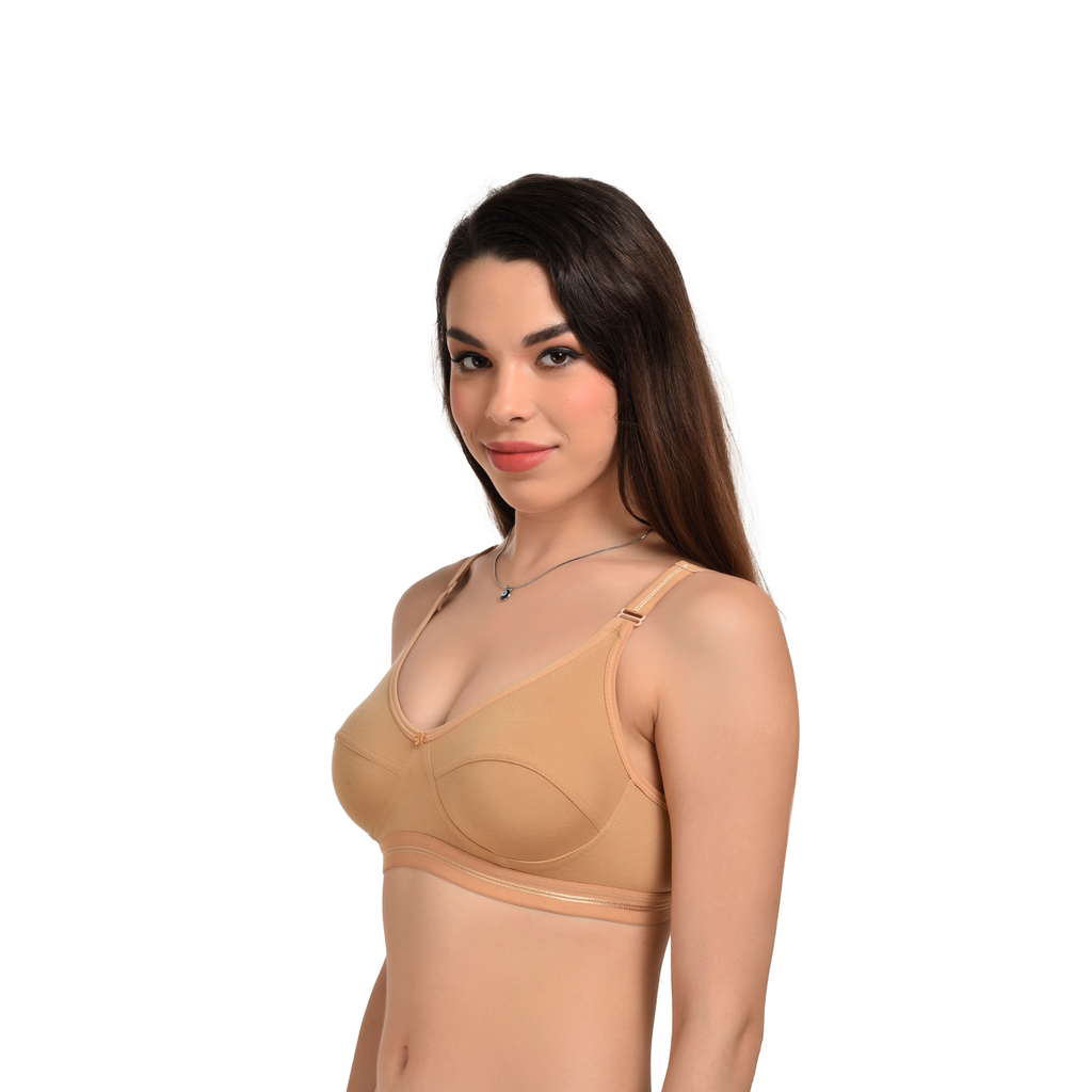 Full Coverage Seamed Bra – Skin/Beige, Non-Wired, Everyday Comfort