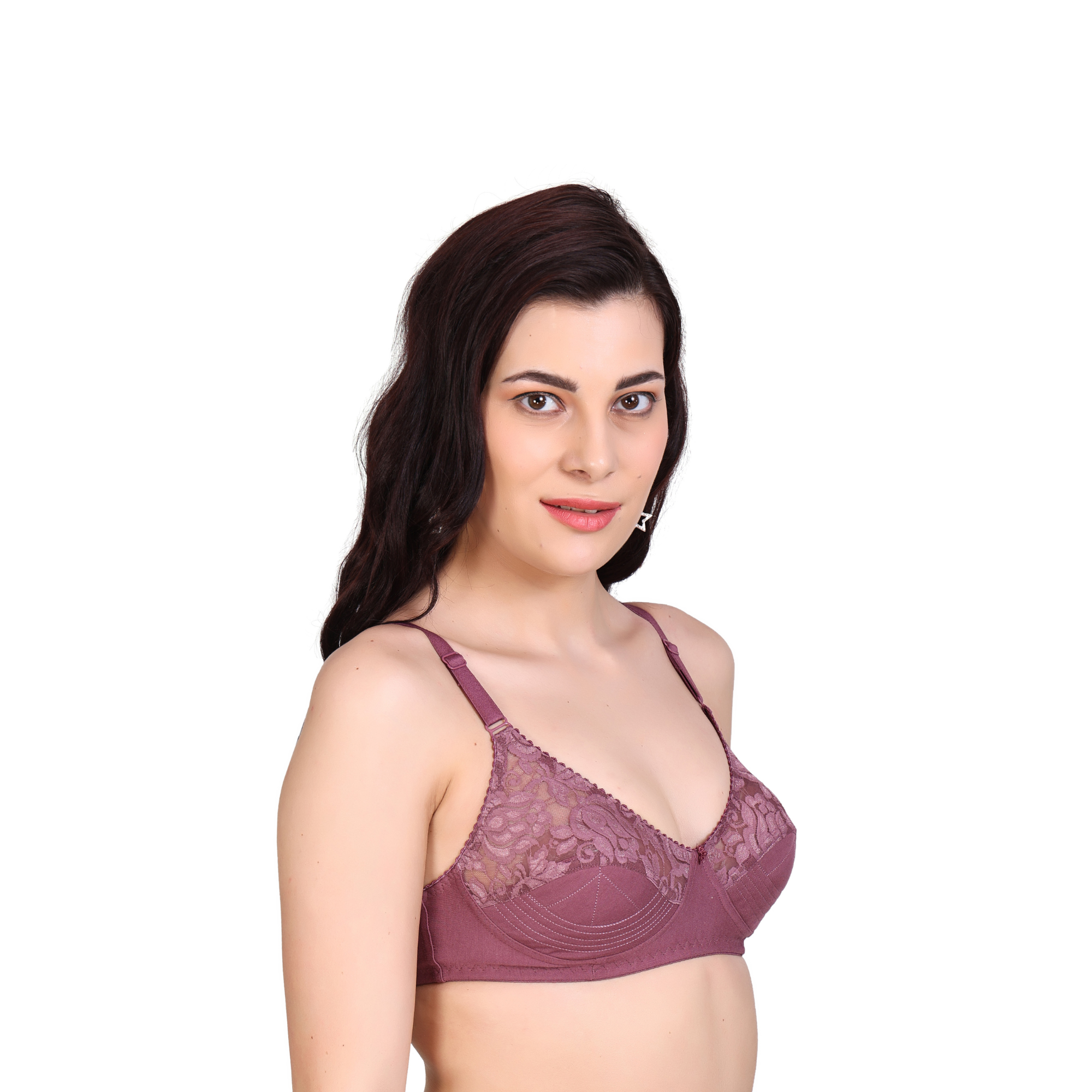 Premium Seamed Full Coverage Bra – Chocolate, Non-Wired, Everyday Support