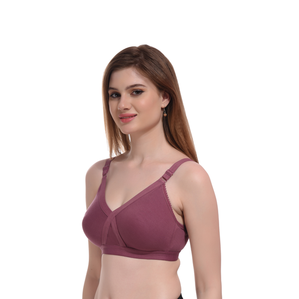Womens Seamless Full Coverage Comfort Bra Purple Non-Wired Everyday Wear - Teenplus