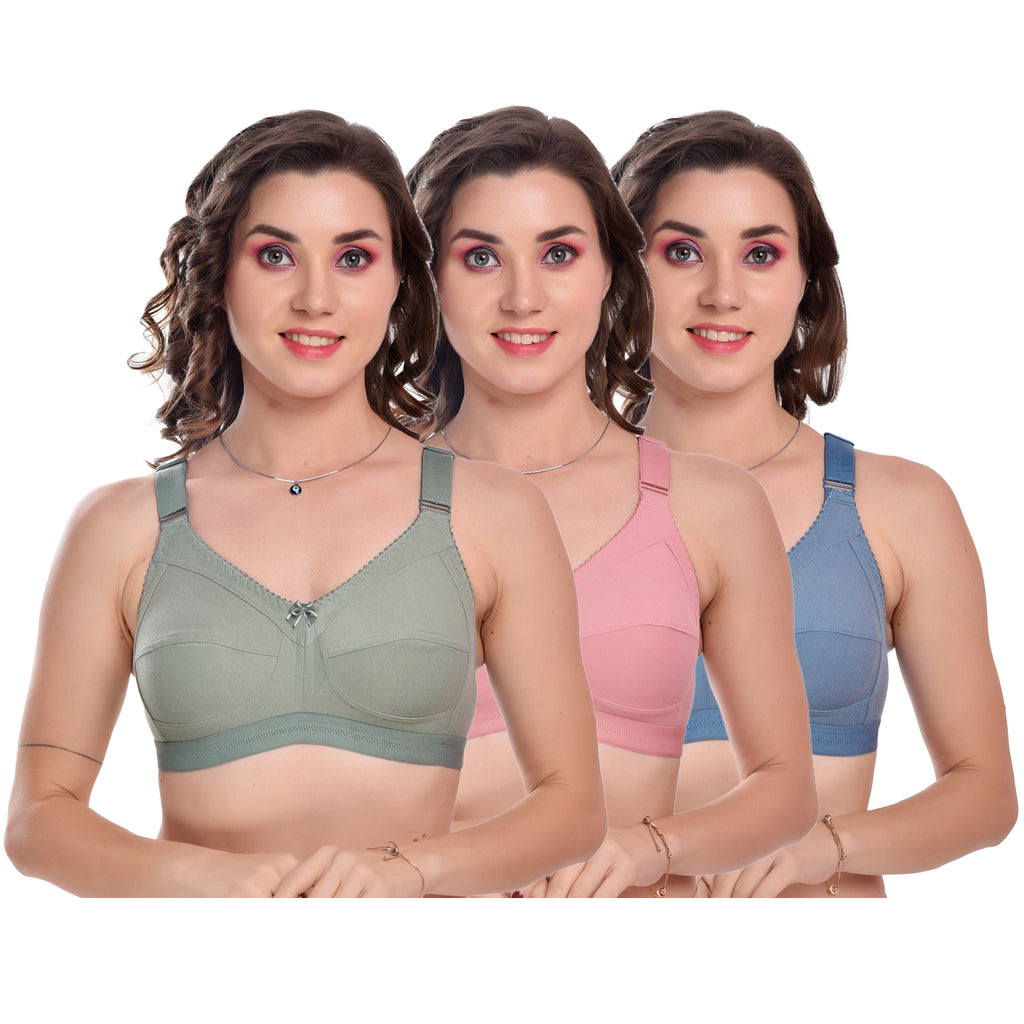 Comfortable Full Coverage Bra for Heavy Bust- Pack of 3
