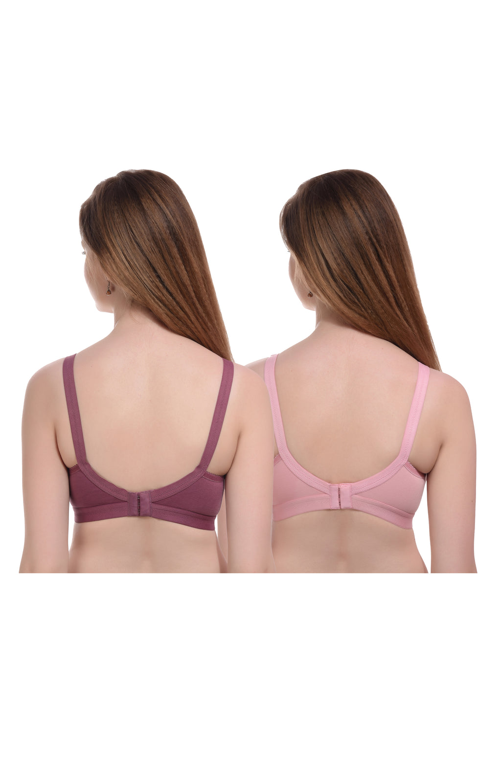 Premium Seamless T-Shirt Bra Combo Purple Pink Non-Wired Full Coverage - Teenplus
