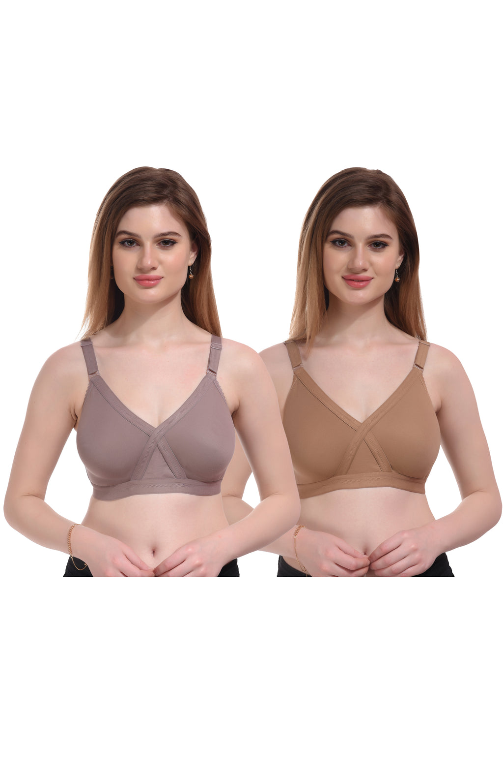 Premium Seamless Non-Padded Bra Combo Mauve Nude Non-Wired - Teenplus
