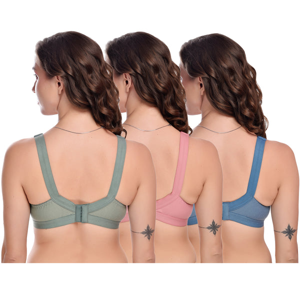 Comfortable Full Coverage Bra for Heavy Bust- Pack of 3 hover