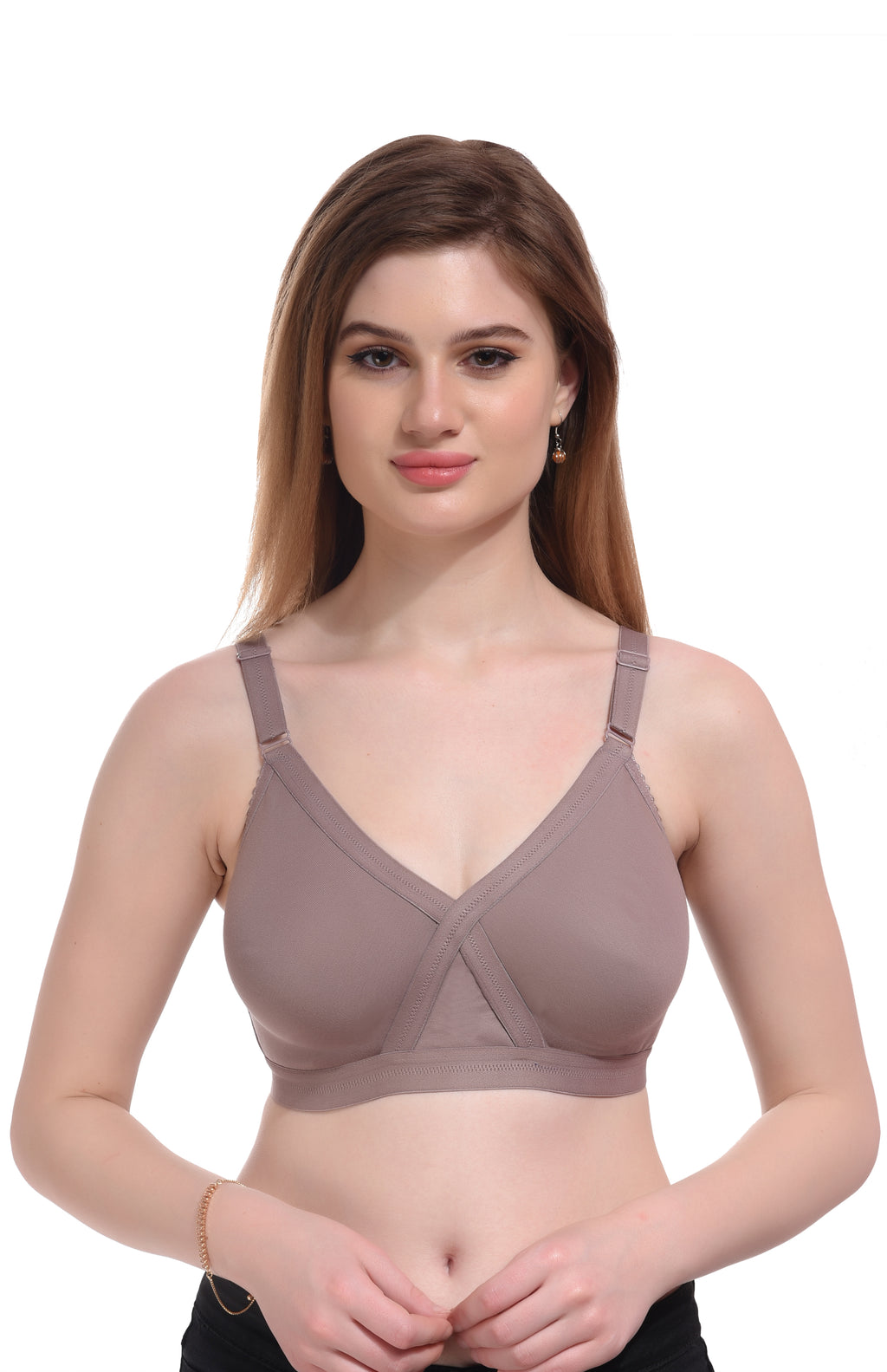 Premium Seamless Non-Padded Bra Combo – Mauve & Nude, Non-Wired