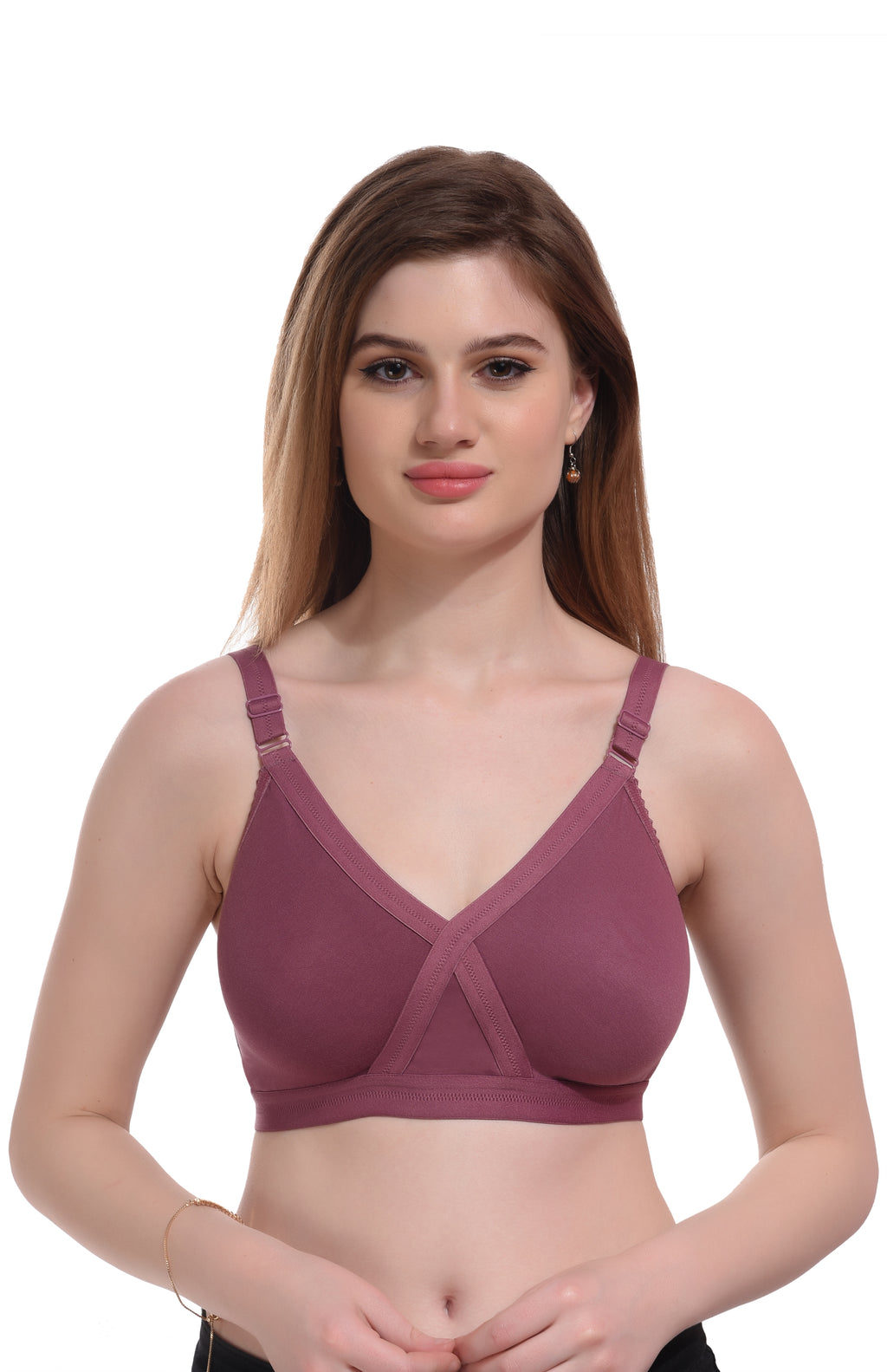 Premium Seamless T-Shirt Bra Combo – Purple & Pink, Non-Wired, Full Coverage