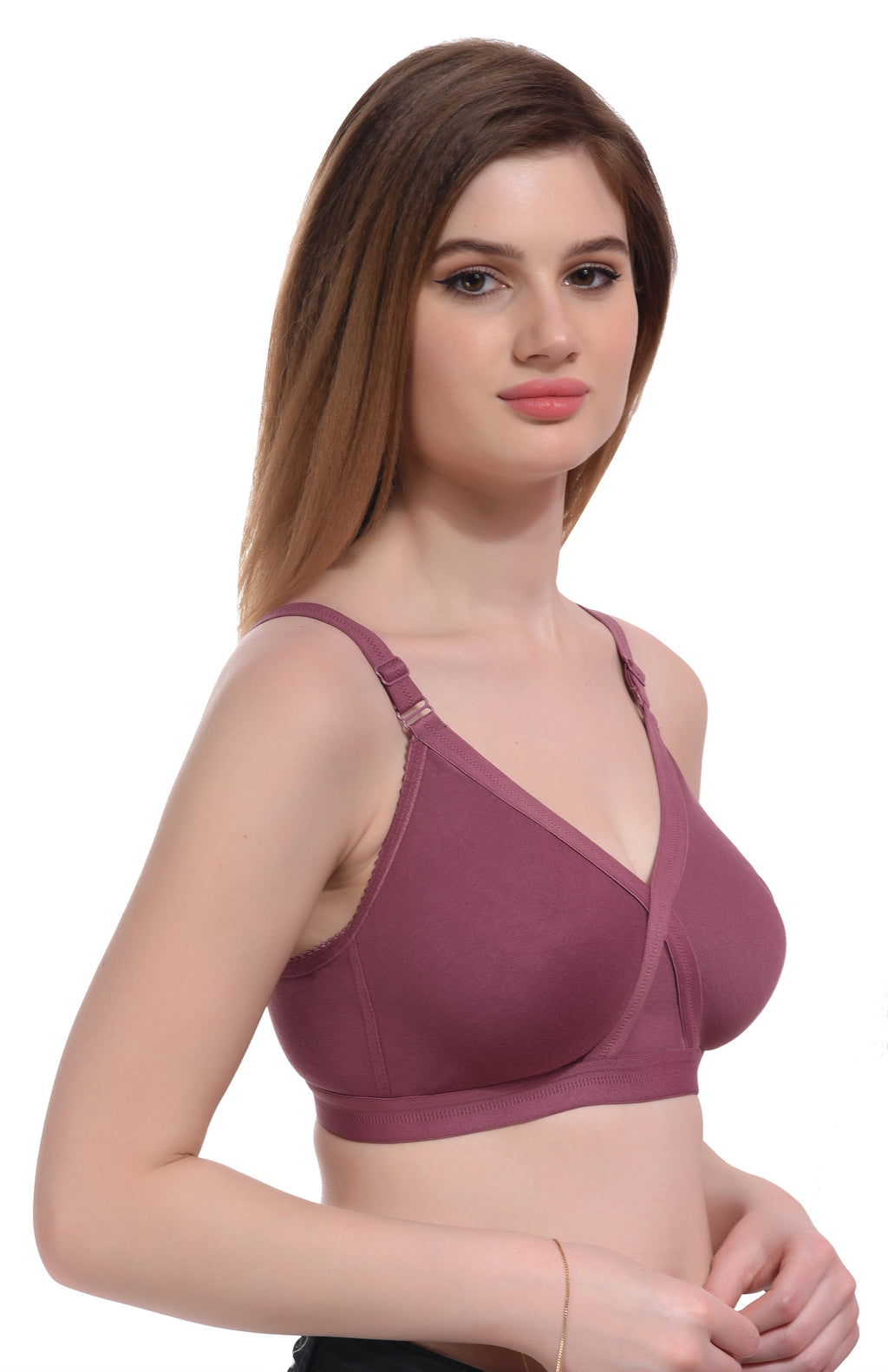 Premium Seamless T-Shirt Bra Combo – Purple & Pink, Non-Wired, Full Coverage