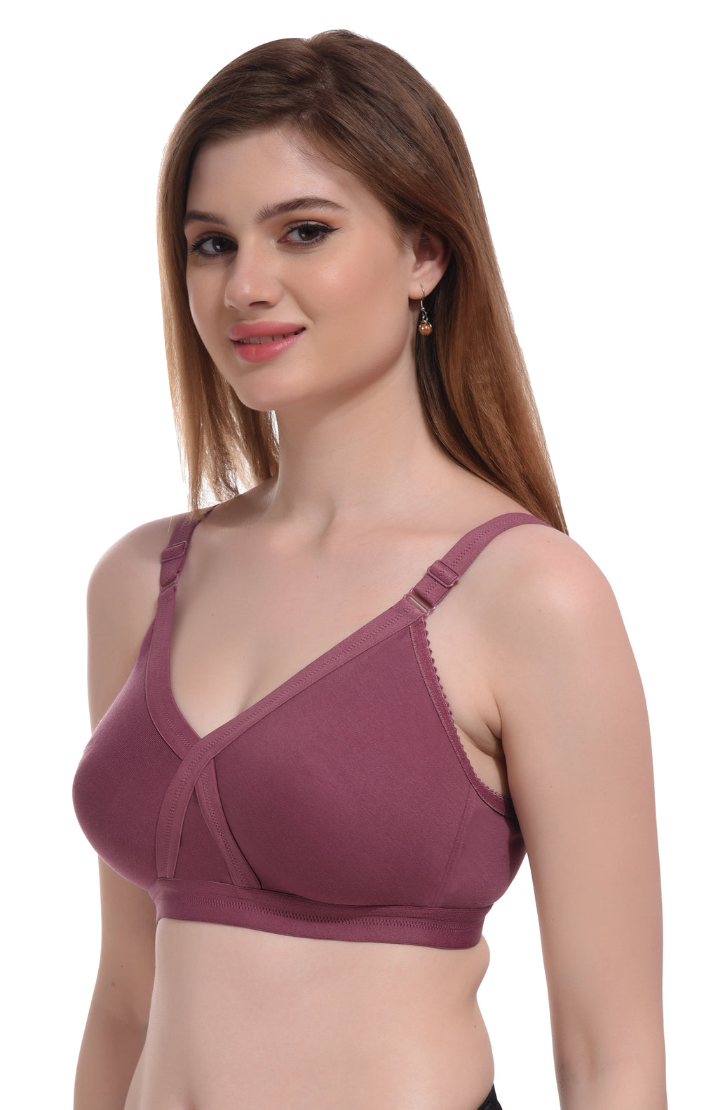 Premium Seamless T-Shirt Bra Combo – Purple & Pink, Non-Wired, Full Coverage