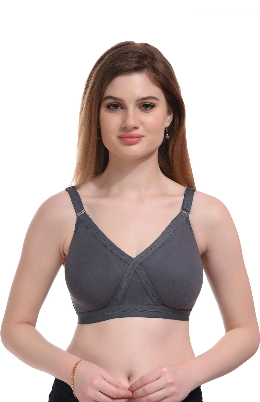 Premium Seamless Full Coverage Bra Combo – Purple & Dark Grey, Non-Wired