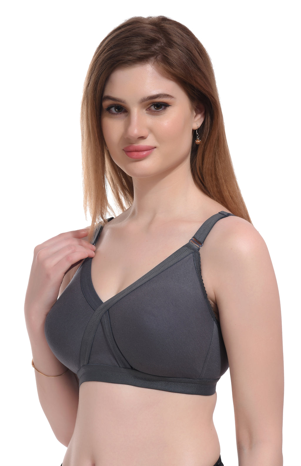 Premium Seamless Full Coverage Bra Combo – Purple & Dark Grey, Non-Wired