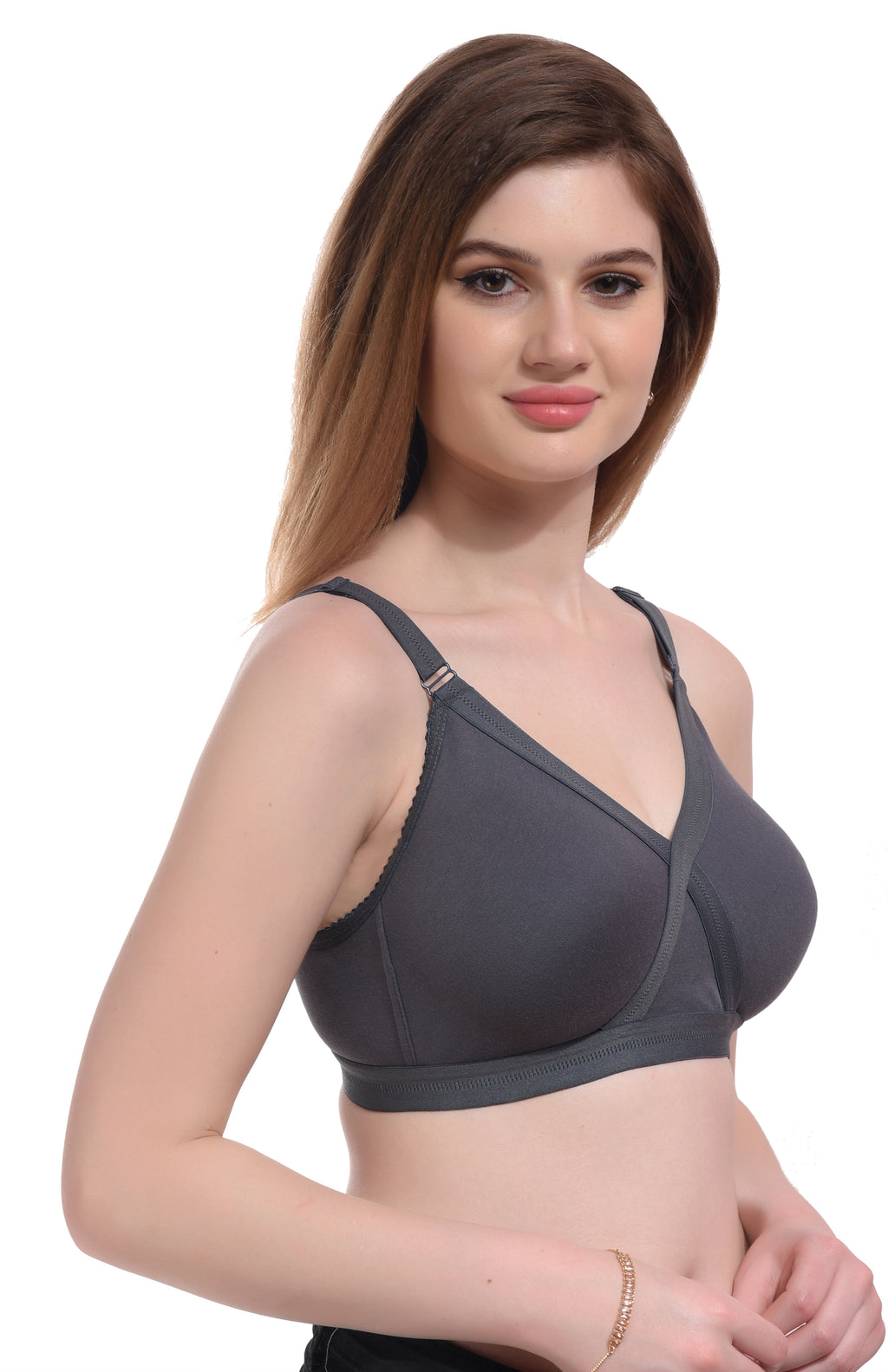 Premium Seamless Full Coverage Bra Combo – Purple & Dark Grey, Non-Wired